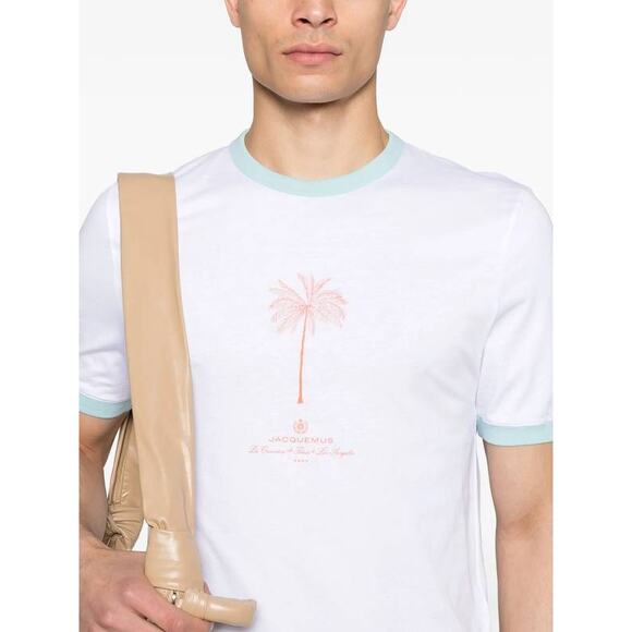 Jacquemus Le T Shirt Venice in Palm Tree White Blue S Unisex - Picture 3 of 5